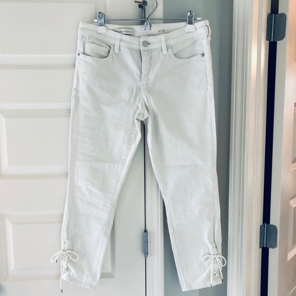 Pilcro Anthro lace up ankle tie jeans w/ stretch.
